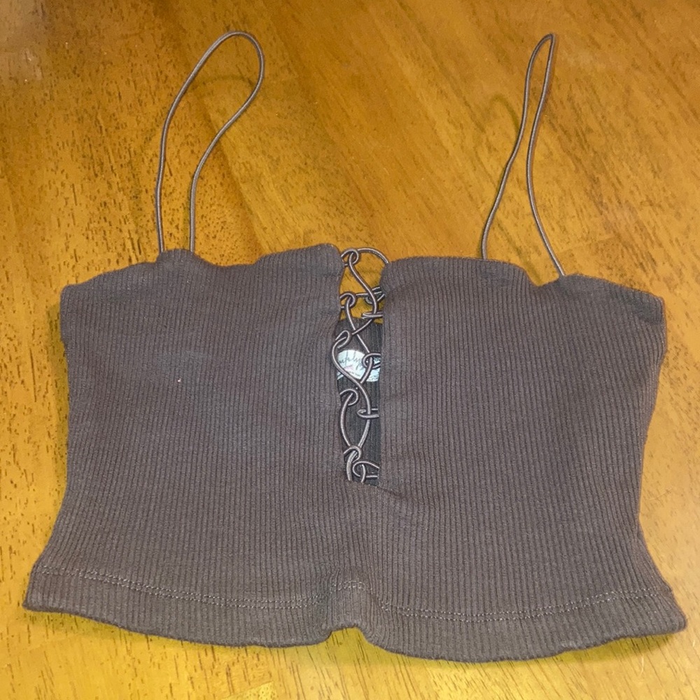 Free People Intimates , dark grey string up crop top, size XS